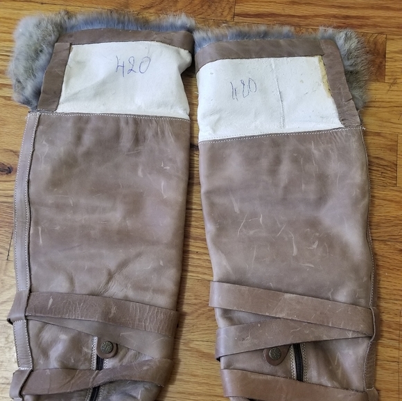 Fabianelli Tall Brown Leather Boots With Rarrit Fur Size 36 - Picture 3 of 11